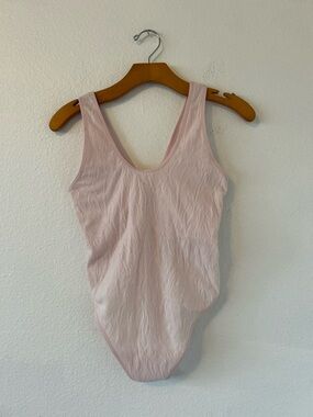 Free People Intimately Light Pink Textured One-Piece Bodysuit Size L/XL